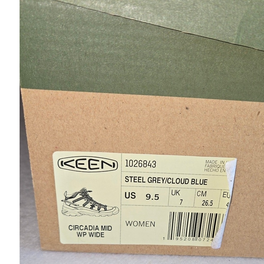 Keen Circadia Mid WP 9.5 Wide Waterproof Hiking Boots Steel Grey Cloud Blue - Picture 2 of 9